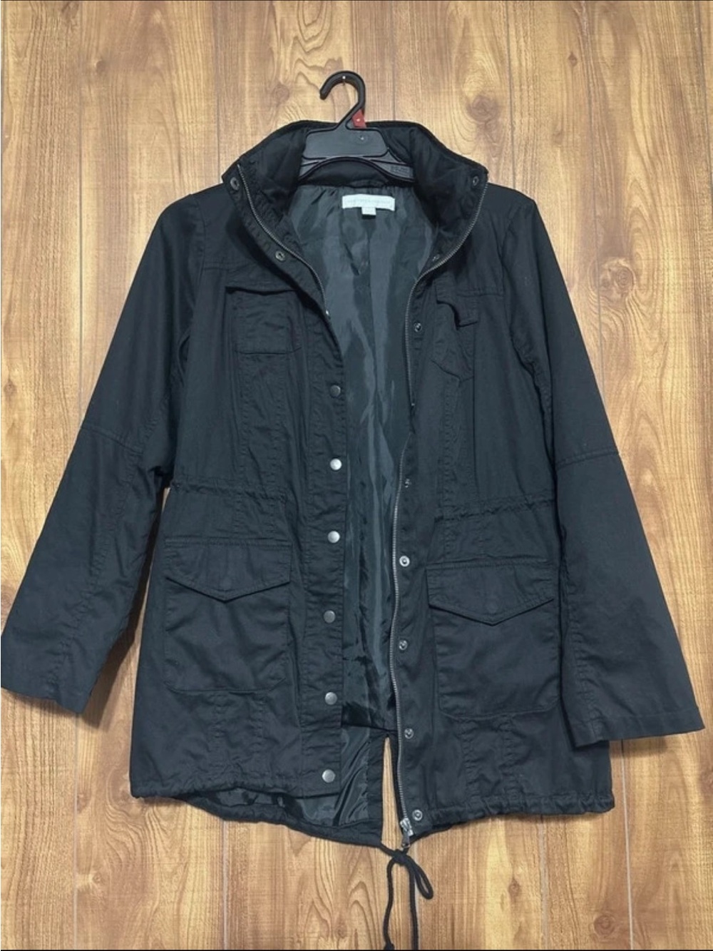 New York & Company Black Utility jacket with Drawstring Hem